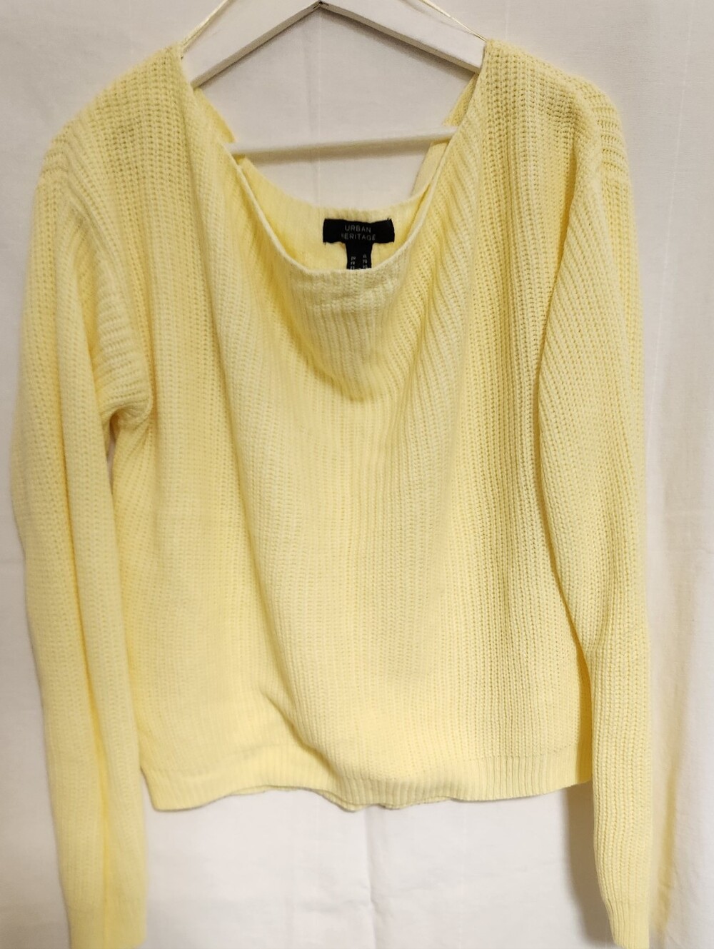 Urban Heritage Pale Yellow Scoop Neck Knit Sweater